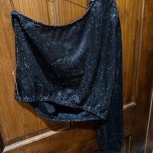 Express Black Asymmetrical Sequin Skirt